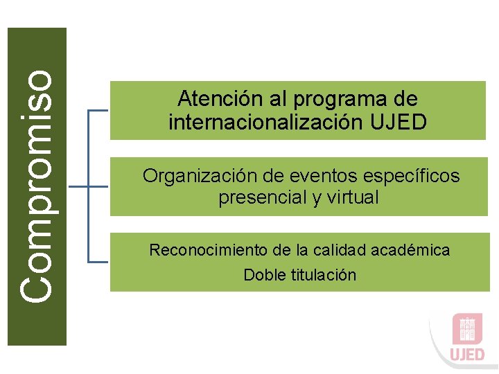 Compromiso Atención al programa de internacionalización UJED Organización de eventos específicos presencial y virtual