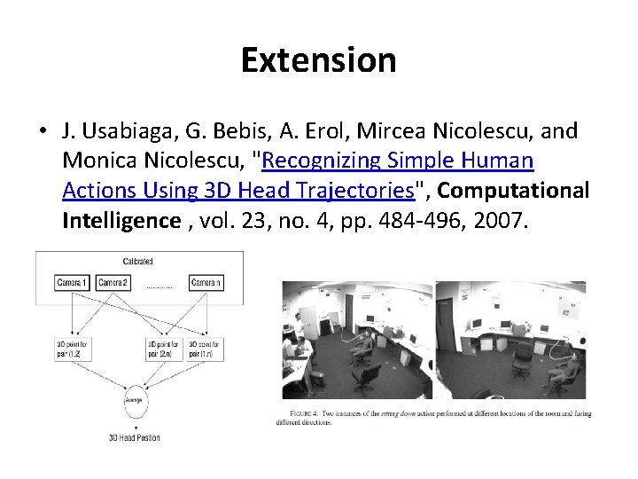 Extension • J. Usabiaga, G. Bebis, A. Erol, Mircea Nicolescu, and Monica Nicolescu, "Recognizing