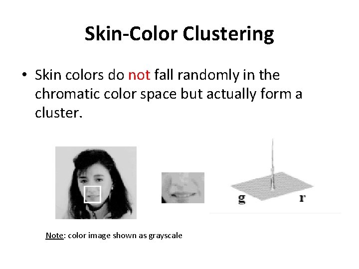 Skin-Color Clustering • Skin colors do not fall randomly in the chromatic color space