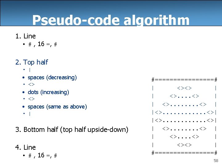 Pseudo-code algorithm 1. Line • # , 16 =, # 2. Top half •