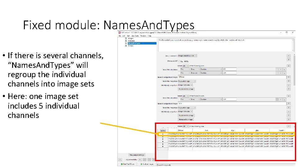 Fixed module: Names. And. Types • If there is several channels, “Names. And. Types”
