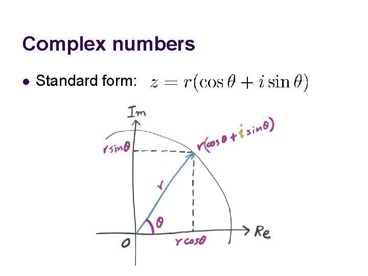 Complex numbers l Standard form: 