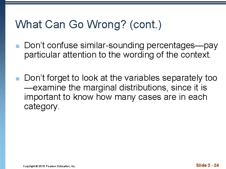 What Can Go Wrong? (cont. ) n n Don’t confuse similar-sounding percentages—pay particular attention