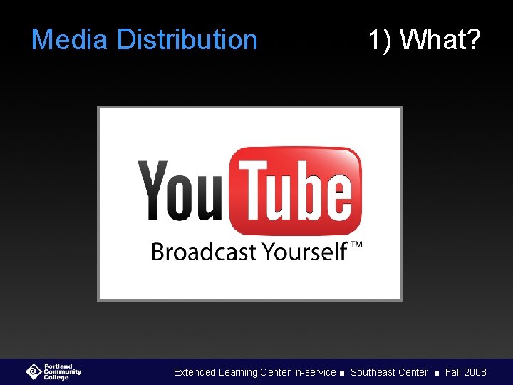 Media Distribution 1) What? Extended Learning Center In-service ■ Southeast Center ■ Fall 2008