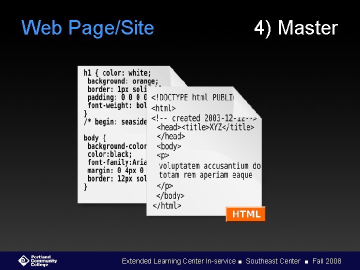 Web Page/Site 4) Master Extended Learning Center In-service ■ Southeast Center ■ Fall 2008