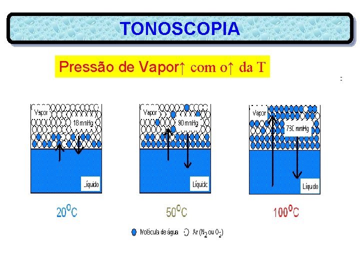 TONOSCOPIA Pressão de Vapor↑ com o↑ da T 