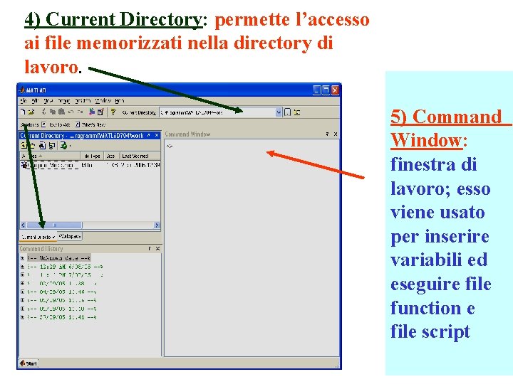 4) Current Directory: permette l’accesso ai file memorizzati nella directory di lavoro. 5) Command