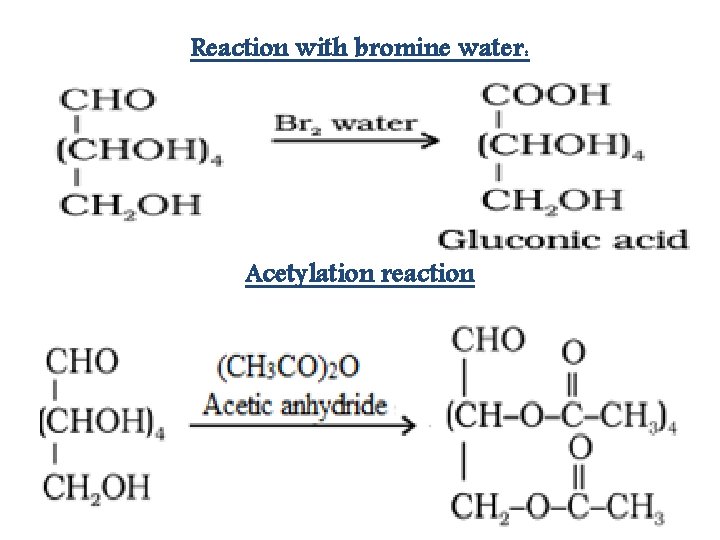 Reaction with bromine water: Acetylation reaction 