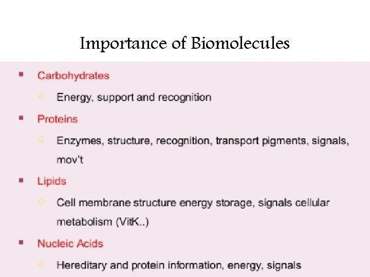 Importance of Biomolecules 