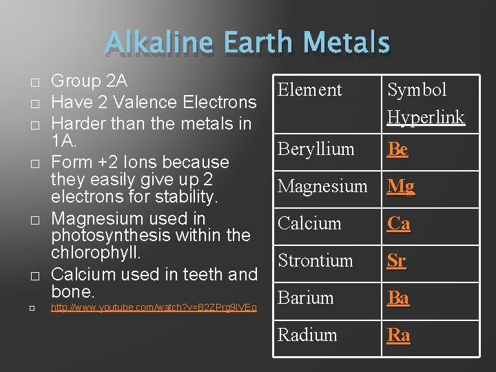 Alkaline Earth Metals � � � � Group 2 A Have 2 Valence Electrons