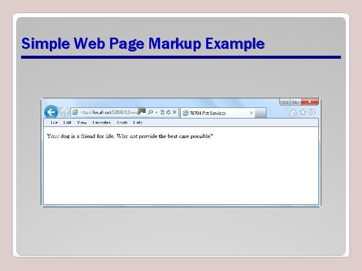Simple Web Page Markup Example Simple Web Page Markup Example