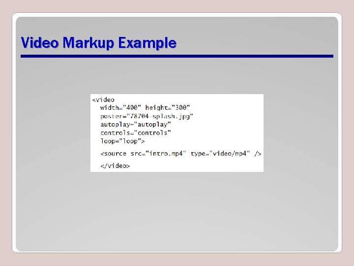 Video Markup Example Video Markup Example
