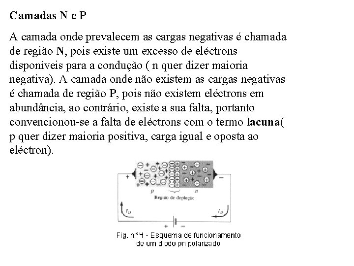 Camadas N e P A camada onde prevalecem as cargas negativas é chamada de