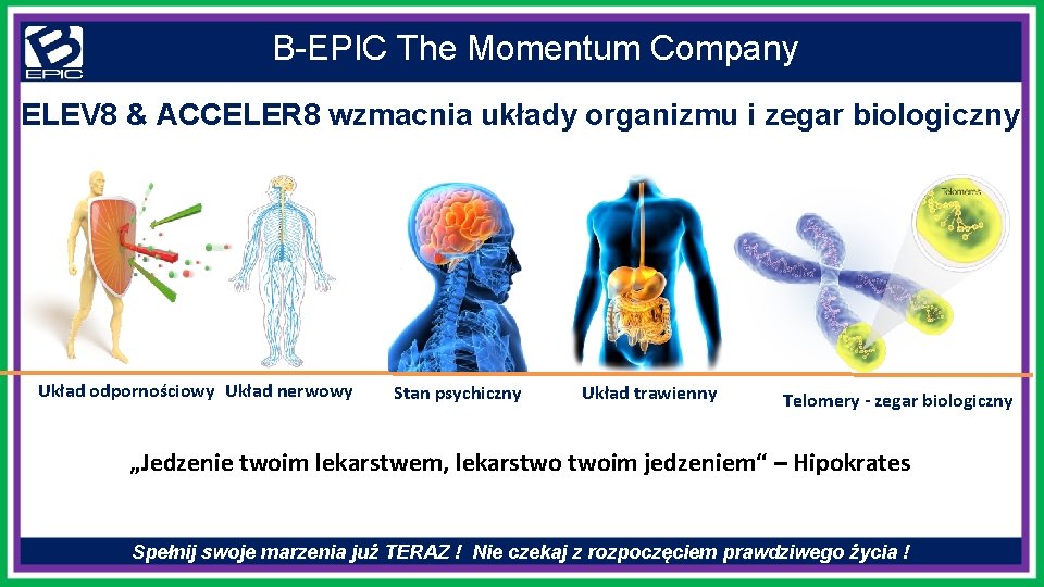 B-EPIC The Momentum Company ELEV 8 & ACCELER 8 wzmacnia układy organizmu i zegar