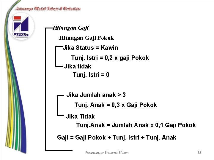 Hitungan Gaji Pokok Jika Status = Kawin Tunj. Istri = 0, 2 x gaji