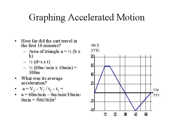 Graphing Accelerated Motion • How far did the cart travel in the first 10