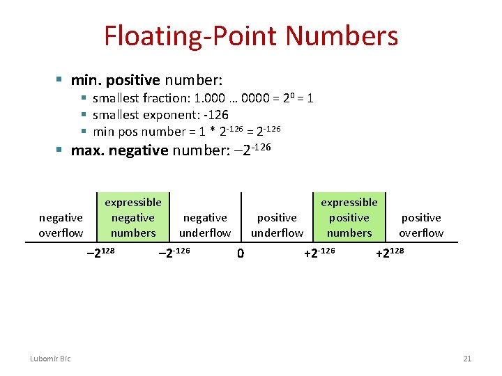 Floating-Point Numbers § min. positive number: § smallest fraction: 1. 000 … 0000 = Floating-Point Numbers § min. positive number: § smallest fraction: 1. 000 … 0000 =