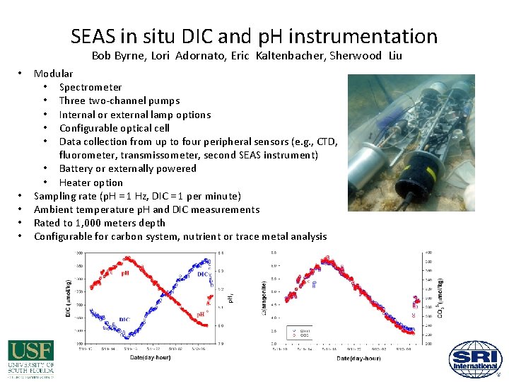 SEAS in situ DIC and p. H instrumentation Bob Byrne, Lori Adornato, Eric Kaltenbacher,