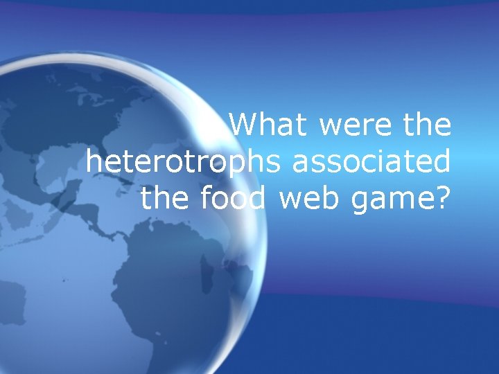 What were the heterotrophs associated the food web game? 