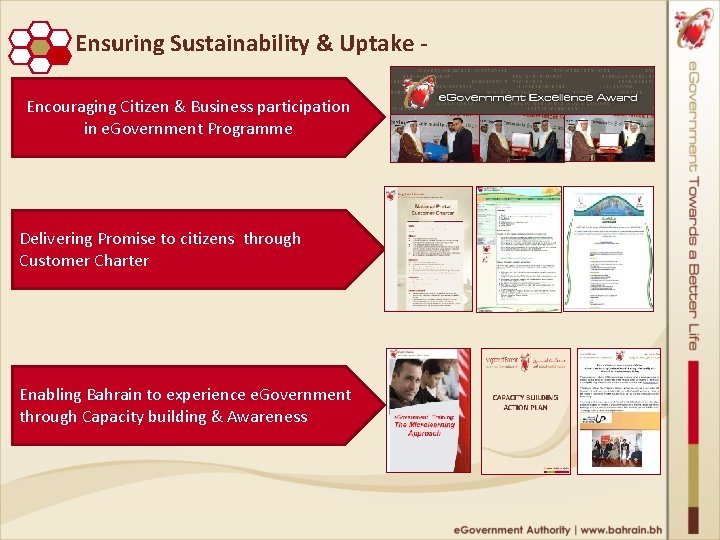 Ensuring Sustainability & Uptake Encouraging Citizen & Business participation in e. Government Programme Delivering