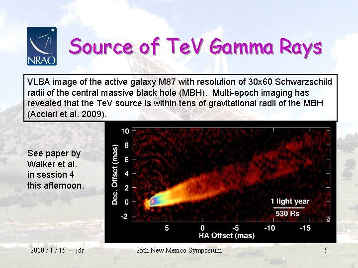 Source of Te. V Gamma Rays VLBA image of the active galaxy M 87