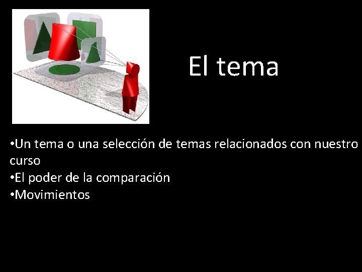 El tema • Un tema o una selección de temas relacionados con nuestro curso