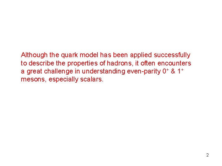 Although the quark model has been applied successfully to describe the properties of hadrons,