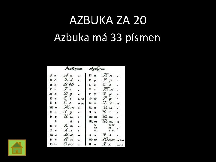 AZBUKA ZA 20 Azbuka má 33 písmen 