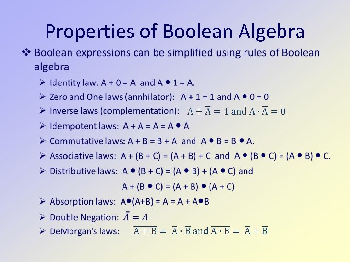 Properties of Boolean Algebra 