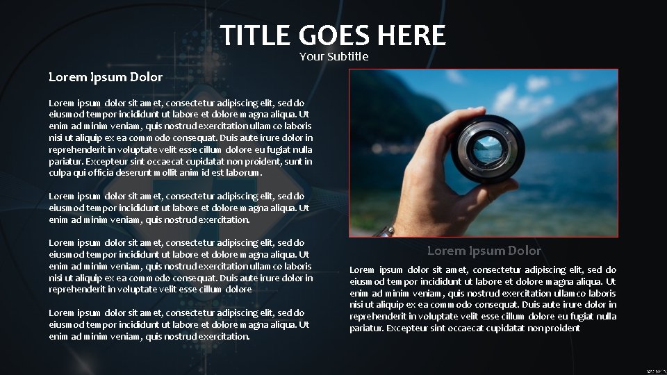 TITLE GOES HERE Your Subtitle Lorem Ipsum Dolor Lorem ipsum dolor sit amet, consectetur
