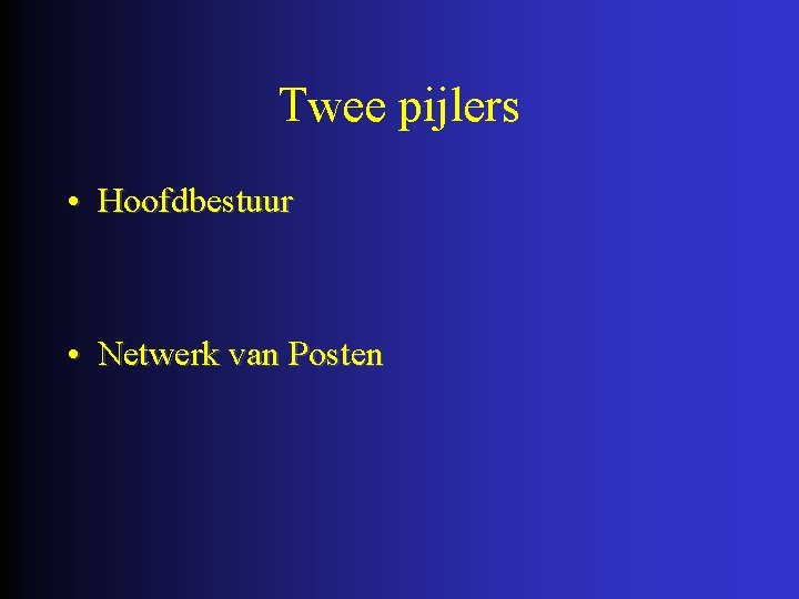 Twee pijlers • Hoofdbestuur • Netwerk van Posten 