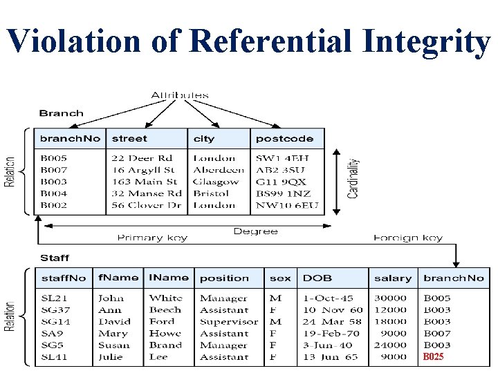 Violation of Referential Integrity B 025 