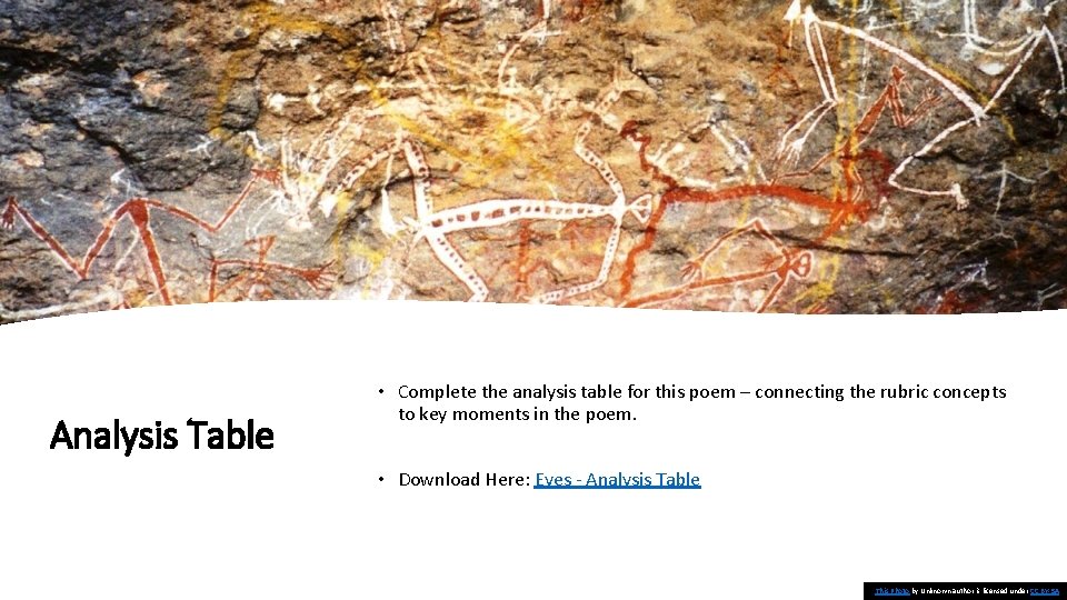 Analysis Table • Complete the analysis table for this poem – connecting the rubric