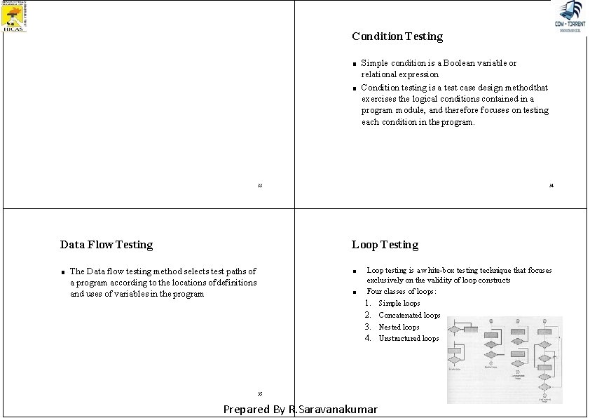 Condition Testing ■ ■ Simple condition is a Boolean variable or relational expression Condition
