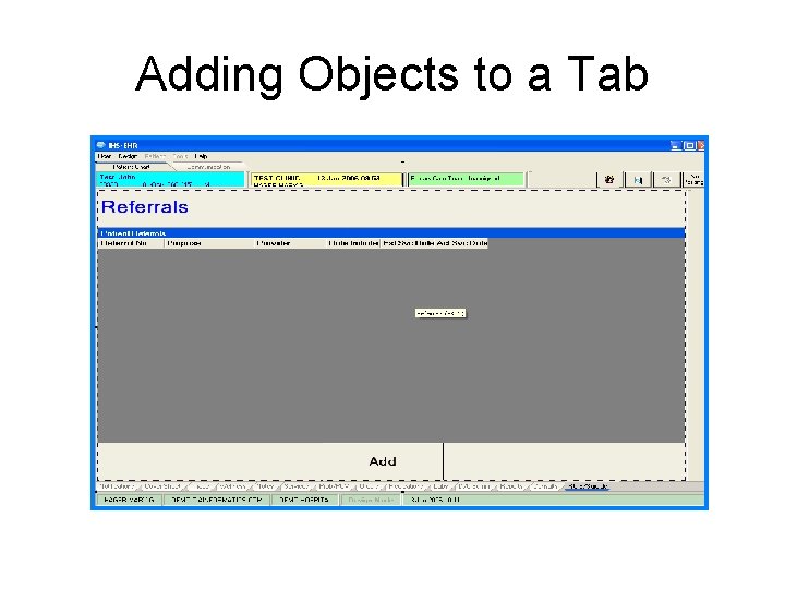 Adding Objects to a Tab 