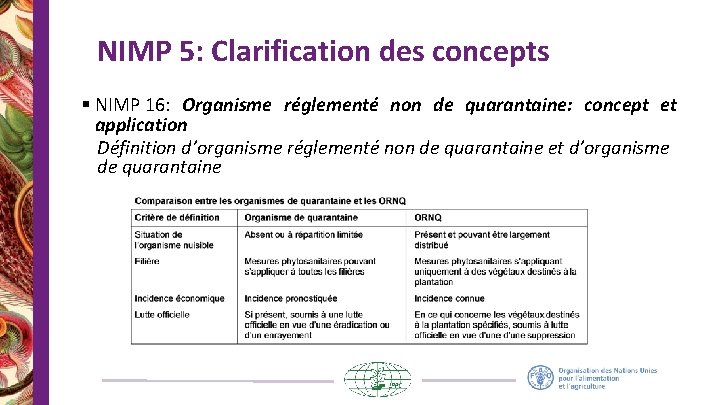 NIMP 5: Clarification des concepts § NIMP 16: Organisme réglementé non de quarantaine: concept