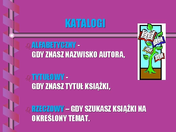 KATALOGI b ALFABETYCZNY - GDY ZNASZ NAZWISKO AUTORA, b TYTUŁOWY - GDY ZNASZ TYTUŁ