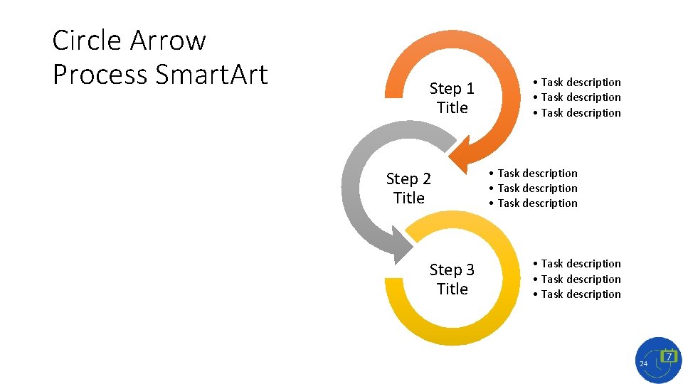 Circle Arrow Process Smart. Art Step 1 Title Step 2 Title Step 3 Title