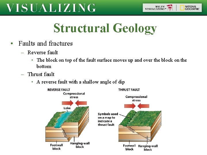 Structural Geology • Faults and fractures – Reverse fault • The block on top Structural Geology • Faults and fractures – Reverse fault • The block on top