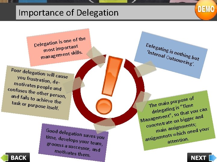Importance of Delegation of the e n o s i n Delegatio tant r