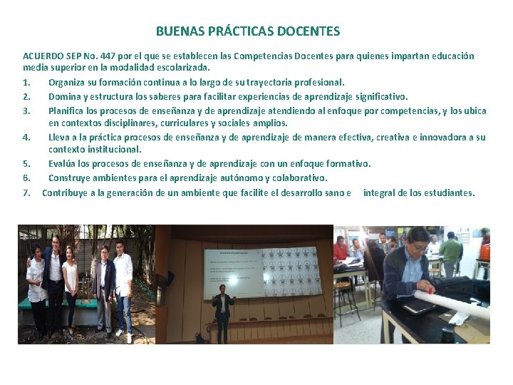 BUENAS PRÁCTICAS DOCENTES ACUERDO SEP No. 447 por el que se establecen las Competencias