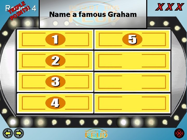 LE ! P I Round S 4 TR INT PO Name a famous Graham
