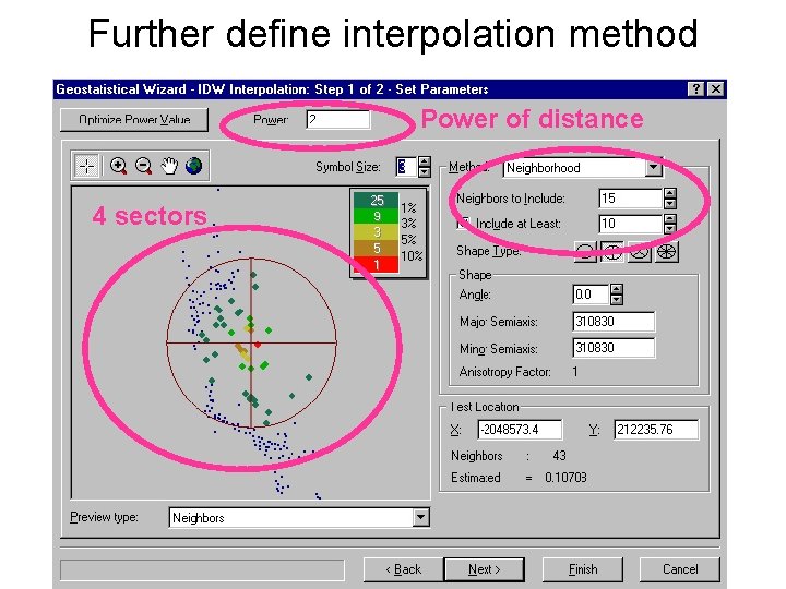 Further define interpolation method Power of distance 4 sectors 