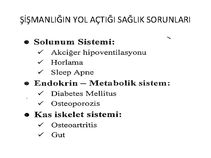 ŞİŞMANLIĞIN YOL AÇTIĞI SAĞLIK SORUNLARI 