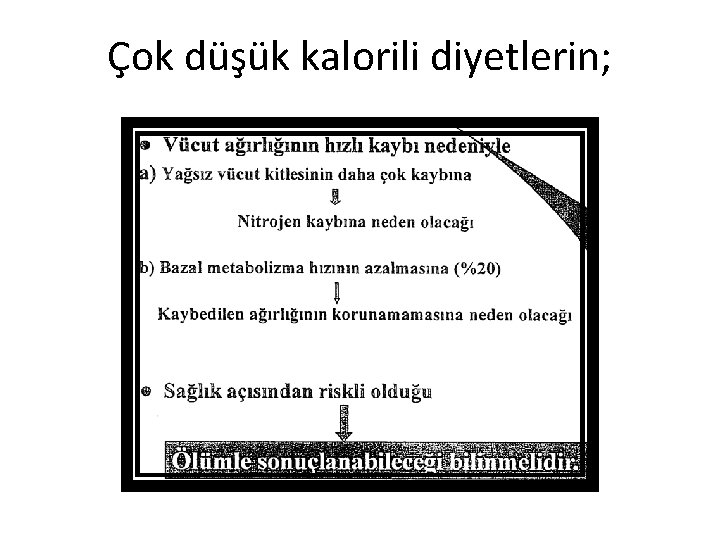 Çok düşük kalorili diyetlerin; 