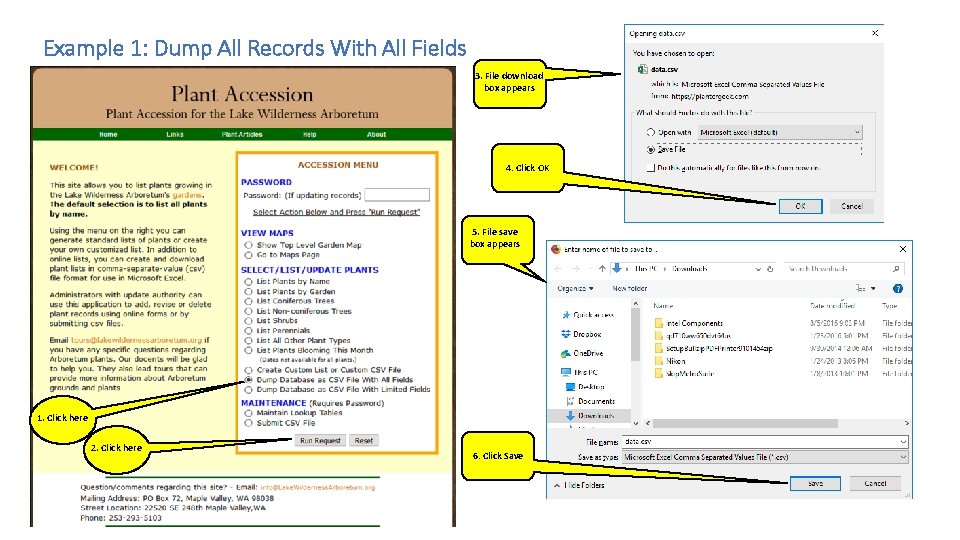 Example 1: Dump All Records With All Fields 3. File download box appears 4. Example 1: Dump All Records With All Fields 3. File download box appears 4.