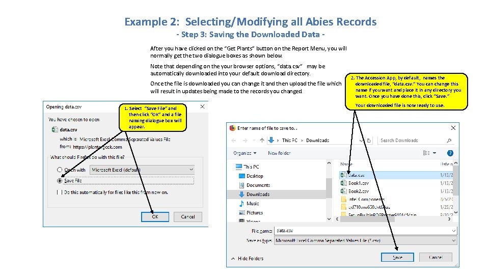 Example 2: Selecting/Modifying all Abies Records - Step 3: Saving the Downloaded Data - Example 2: Selecting/Modifying all Abies Records - Step 3: Saving the Downloaded Data -