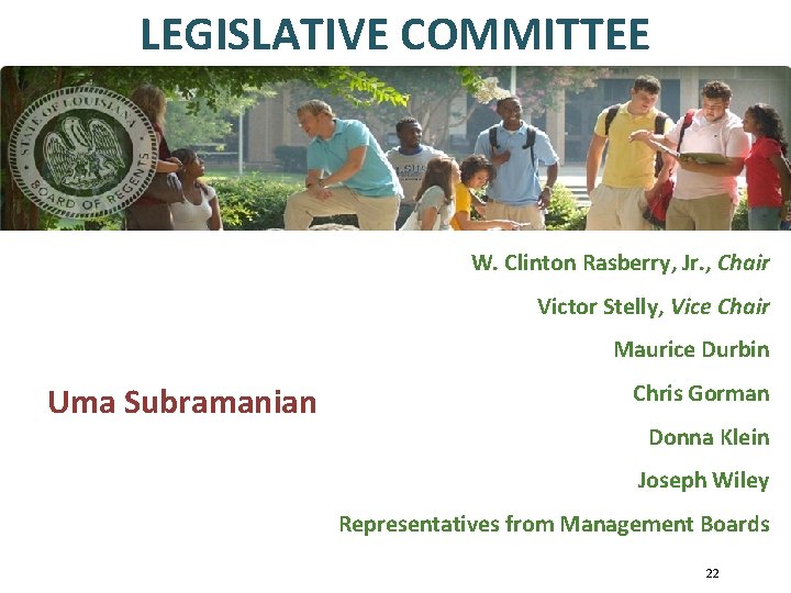 LEGISLATIVE COMMITTEE W. Clinton Rasberry, Jr. , Chair Victor Stelly, Vice Chair Maurice Durbin