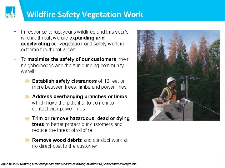 Wildfire Safety Vegetation Work • In response to last year's wildfires and this year's
