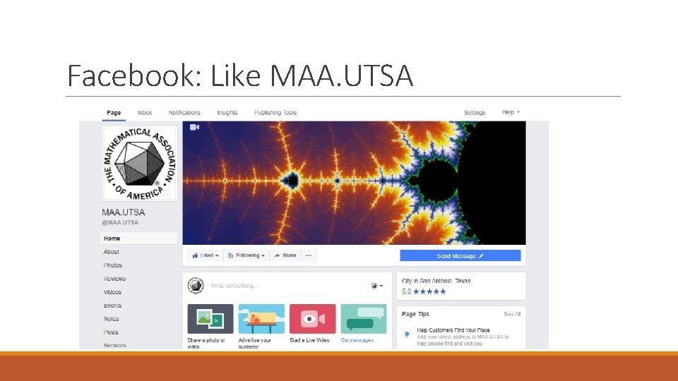 Facebook: Like MAA. UTSA 